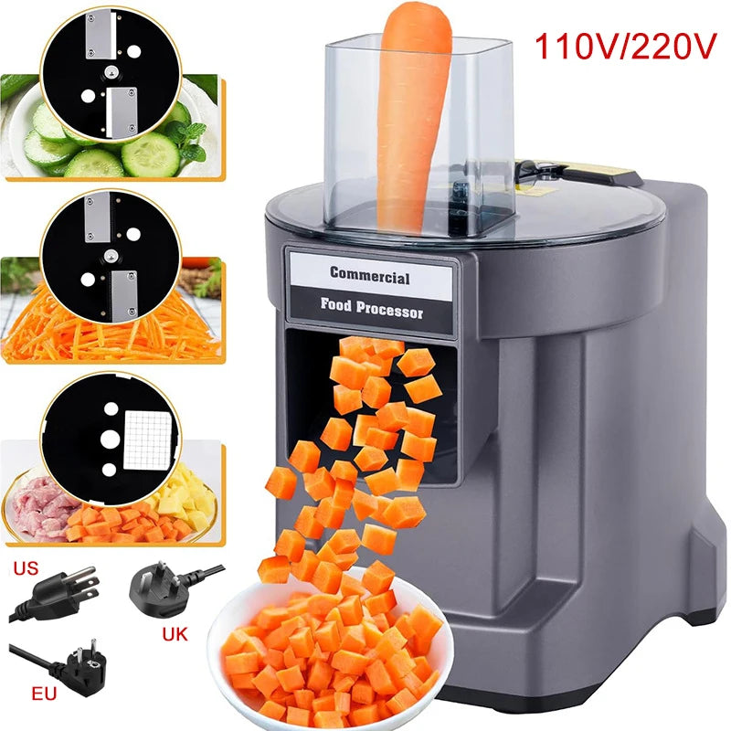 Commercial Vegetable Chopper 3 in1 Multifunctional Electric Cutting Machine Carrot Potato Slice Shred Diced Food Processor