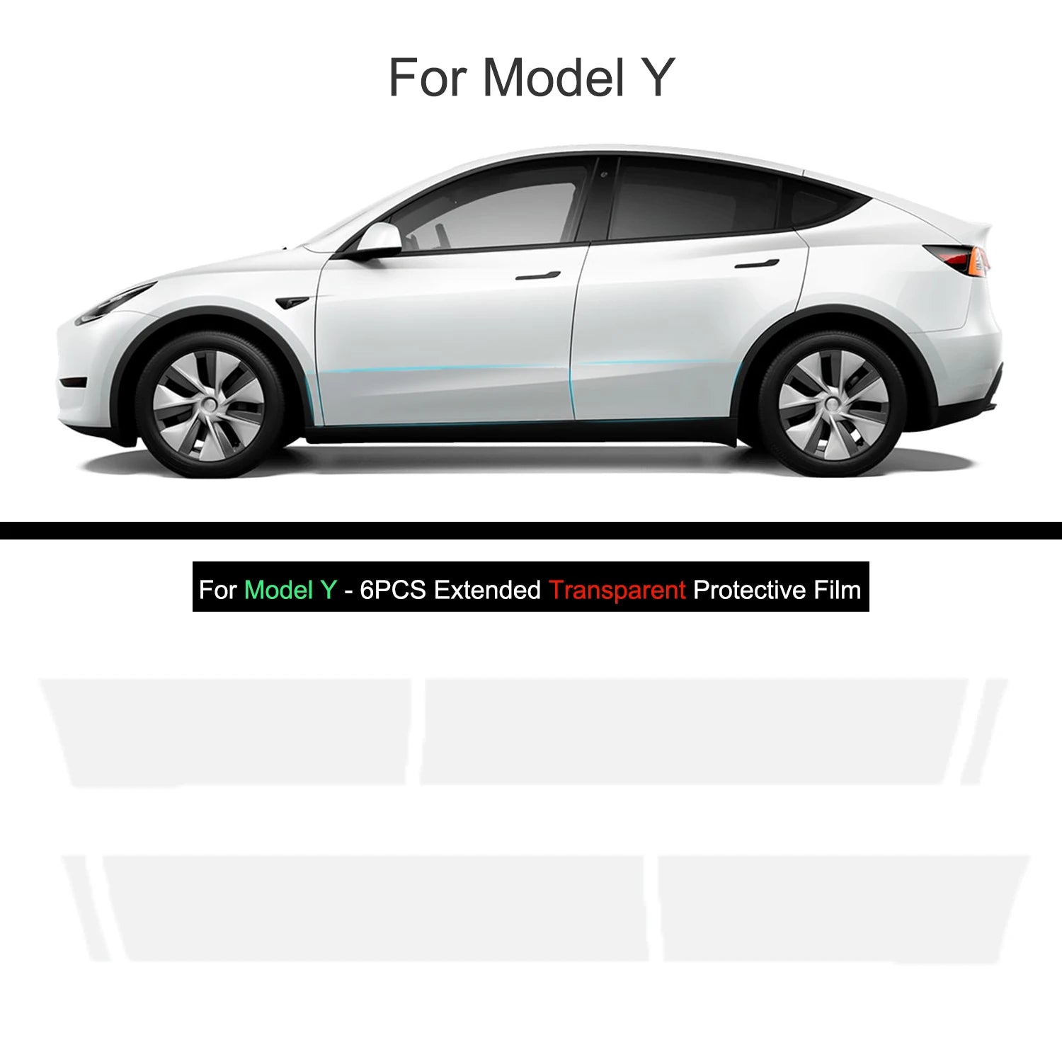 Black TPU Car Body Protective Film Invisible For Tesla Model 3/Y 2017-2025 Front Rear Door Extended Transparent Car Clothing Set