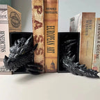 1Pc Gothic Dragon Bookends, 3D Horror Dragon Decorative Bookends Resin Dragon Bookends Creative Sculpture Bookends