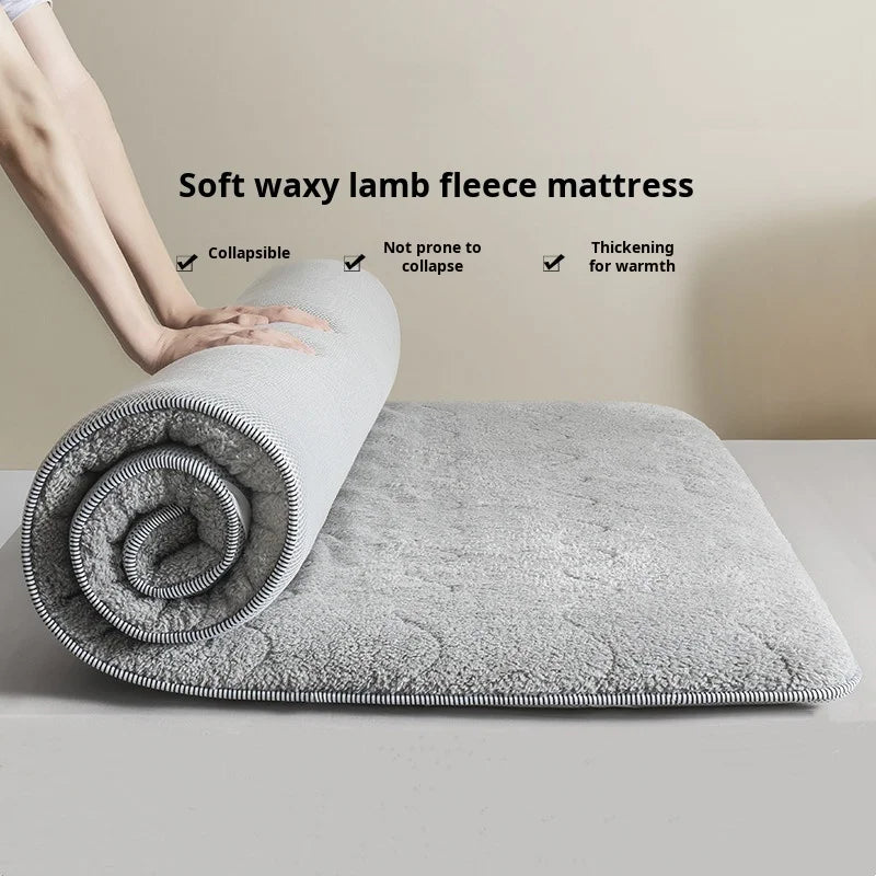 Wool Tatami Mattress Foldable Thick Warm Sleeping Pad Floor Mattress Topper for Winter Home Bedroom Dormitory Comfortable Use