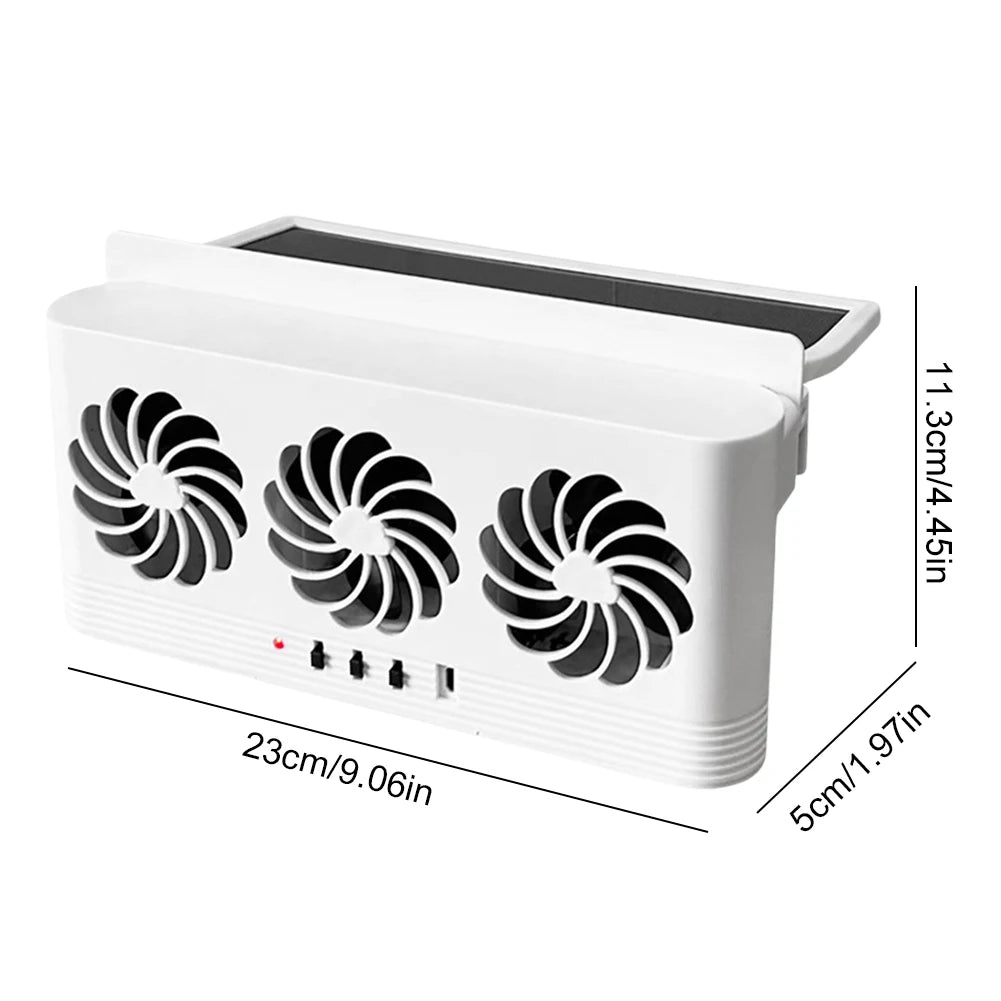 1PCS Solar Car Exhaust Fan with 3 Air 5000 RPM Outlets Car Radiator A