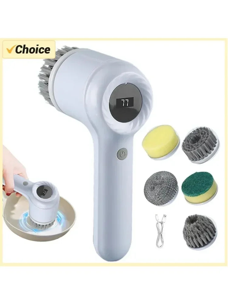 Electric Spin Scrubber Bathroom Cleaning BrushPower Scrubber withReplaceable Brush Heads Electric Handheld CordlessCleaningBrush