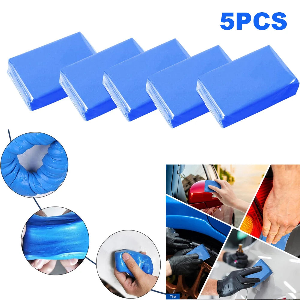 5Pcs Car Clay Bar Blue Vehicle Detailing Magic Cleaning Mud Car Wash Cleaner Sludge Mud Auto Detailing Cleaner Tool