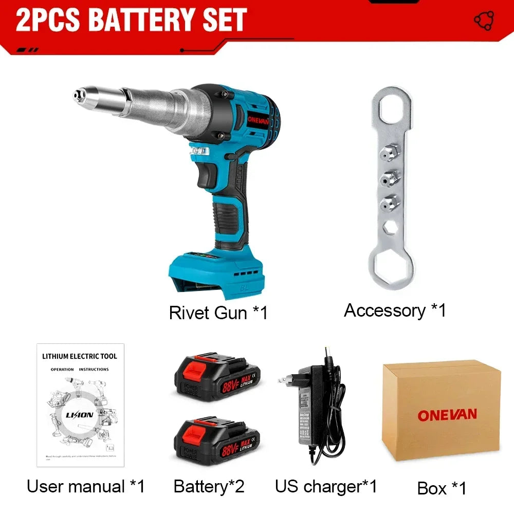 20000N Brushless Electric Rivet Gun 720W 2.4-5.0mm Cordless Rivet Nut Gun Drill Insert Auto Riveting Tool For Makita Battery Pin