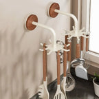 No Drill Kitchen Storage Rack Wall Mounted Anti Drop 360 Rotating Hooks Space Saving Utensil Organizer for Kitchenware