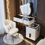 Modern Dressing Table with Smart Wireless Charging Luxury Bedroom Multifunctional Makeup Table with Chair Sound Cloud Led Mirror