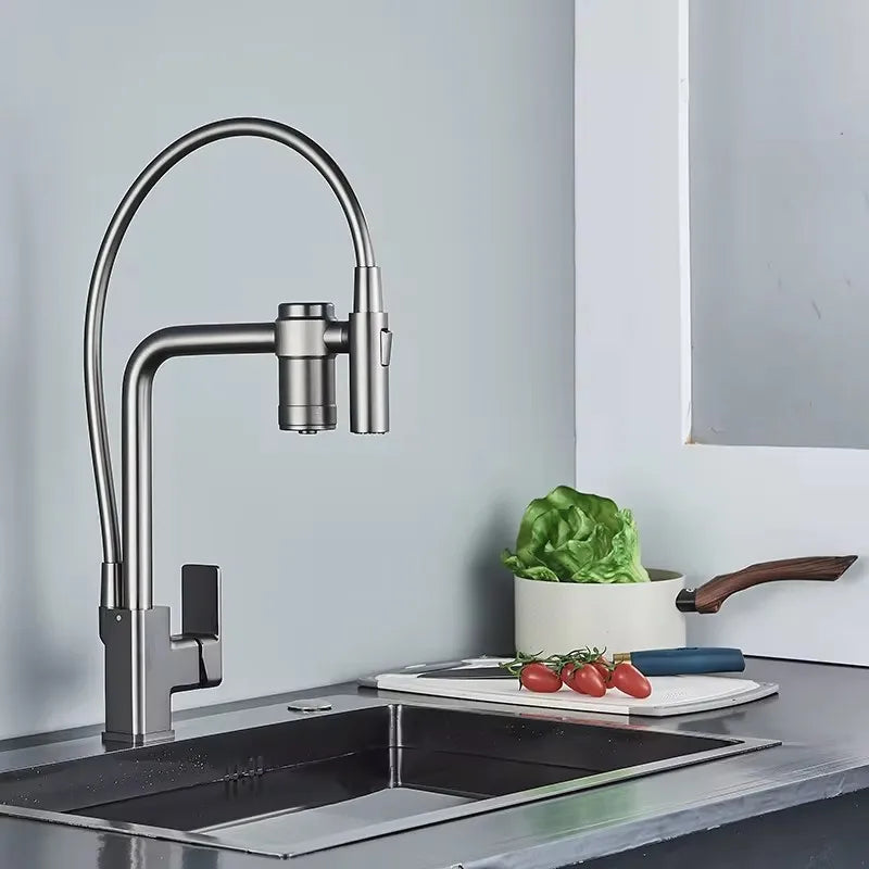 Filtered Kitchen Sink Faucet Pure Water Tap Spout 2 Models Spout Deck Mount Single Handle Cold Hot Water Mixer Washing Tub Crane