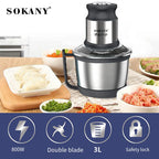 800W 3L Meat Grinder Electric Stainless Steel Blender Mixer Machine for Kitchen Food Processors Chopper Meat Mincer 220V 다지기 분쇄기