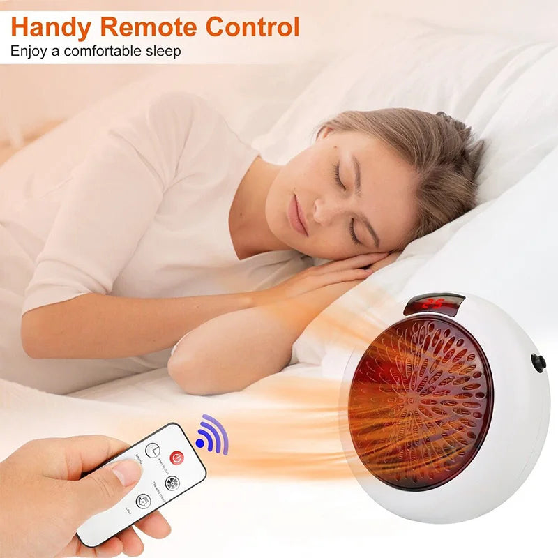 Electric Heater 900W Portable Plug In Wall Heater Room Heating Stove Remote Warmer Machine Home Office Warming Machine