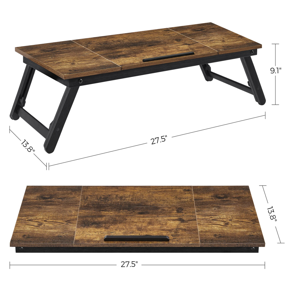 SONGMICS Laptop Desk, Bed Sofa Breakfast Tray, Adjustable Tilt Top, Right-Left Handed, Adjustable Folding Legs