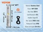 SucceBuy Deep Well Submersible Pump 0.5/1/1.5/2/3 HP 230V/60Hz Stainless Steel Water Pumps for Industrial, Irrigation & Home Use