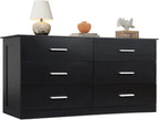 Wood Dresser for Bedroom, Wide Chest of Drawers with 6 Drawer, Oak Furniture Large Storage Tower Unit, Closet Store Organizer