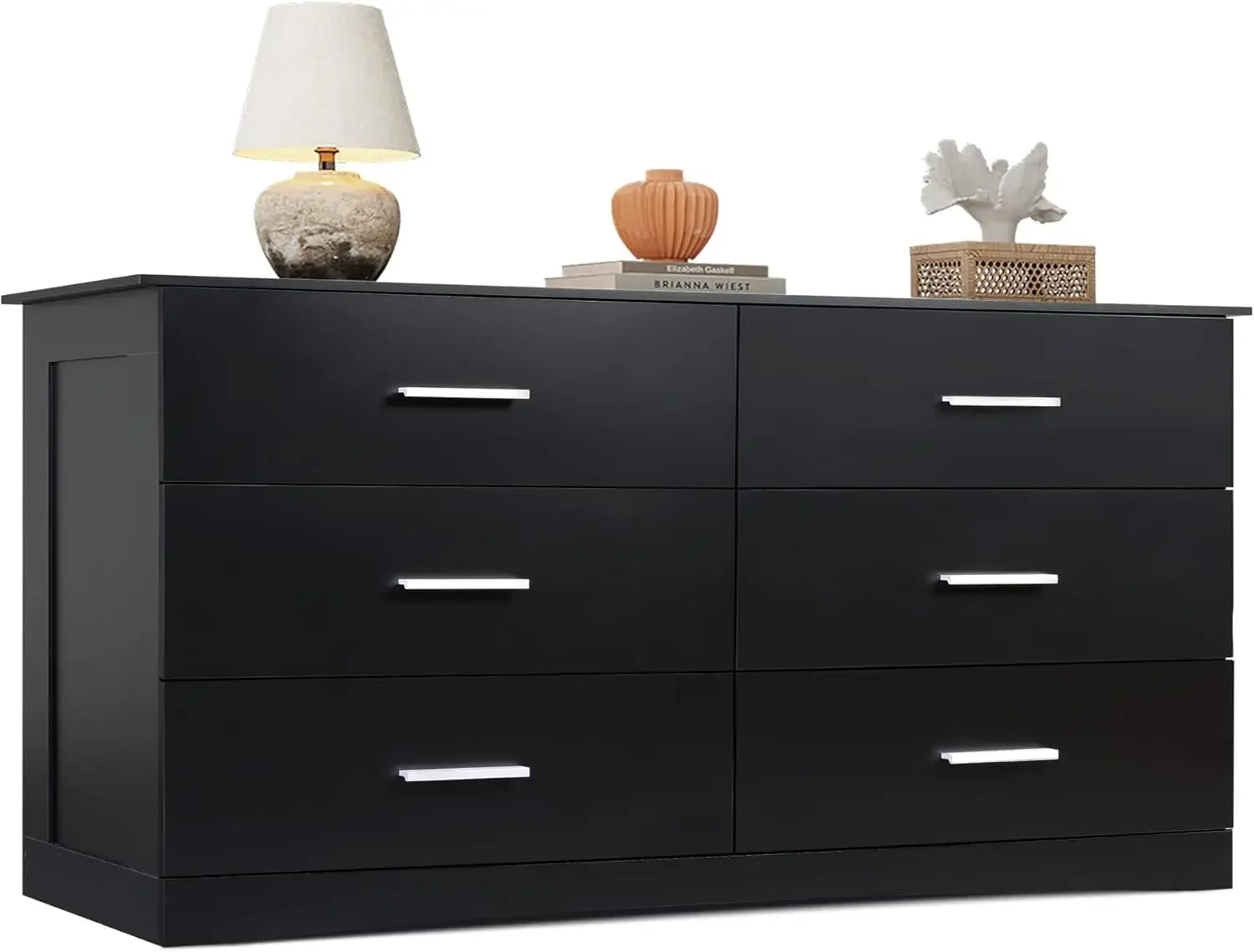 Wood Dresser for Bedroom, Wide Chest of Drawers with 6 Drawer, Oak Furniture Large Storage Tower Unit, Closet Store Organizer