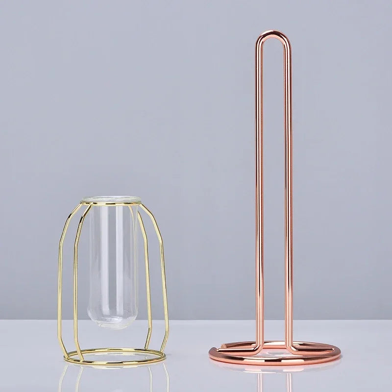 Kitchen Roll Paper Towel Rack Bathroom Stainless Steel Standing Paper Holder Rose Gold Nakins Rack Kitchen Organizer Accessories