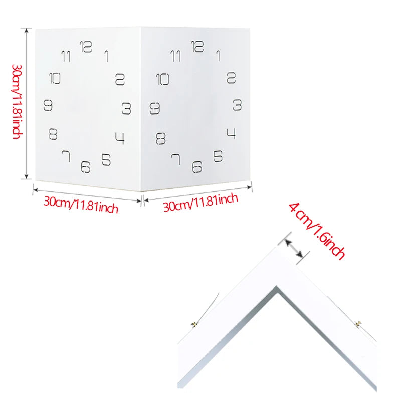 Double-Sided Wall Corner Clock - Muted Quartz Home Decor