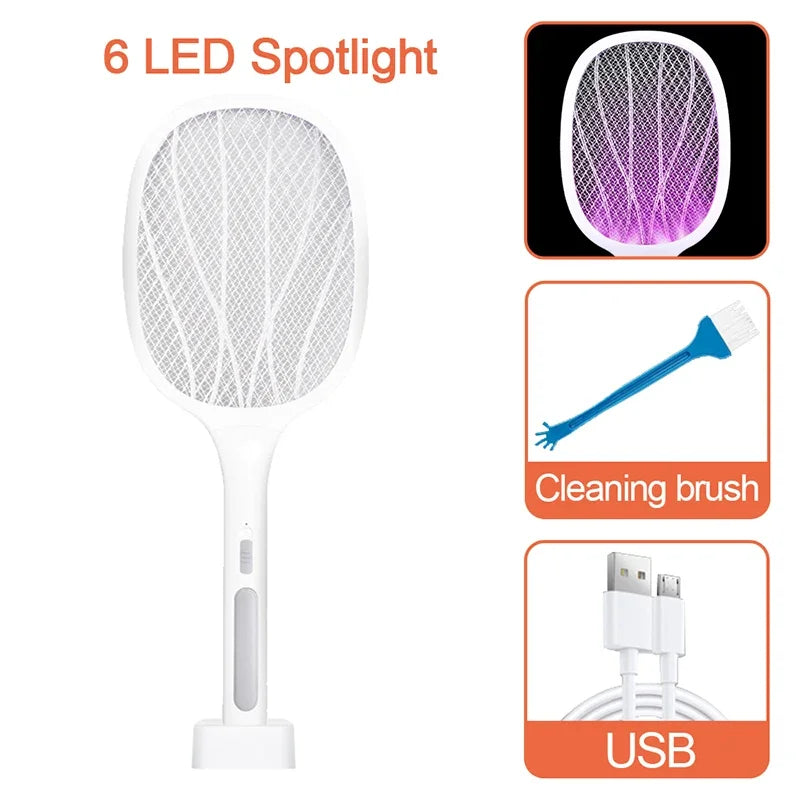10LED Trap Mosquito Killer Lamp Electric Flies Swatter USB Rechargeable Summer Mosquito Trap Racket Anti Insect Bug Zapper 3000V