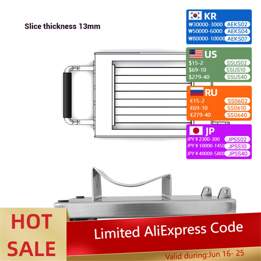 6.5/13 mm Thickness Manual Stainless Steel Vegetable Slicer Kitchen Potato Carrot Onion Manual Fruit New Multi-Function Slicer