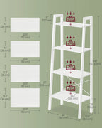 VASAGLE Ladder Shelf, 4-Tier Bookshelf, Storage Rack, Bookcase with Steel Frame, for Living Room, Home Office, Kitchen, Bedroom