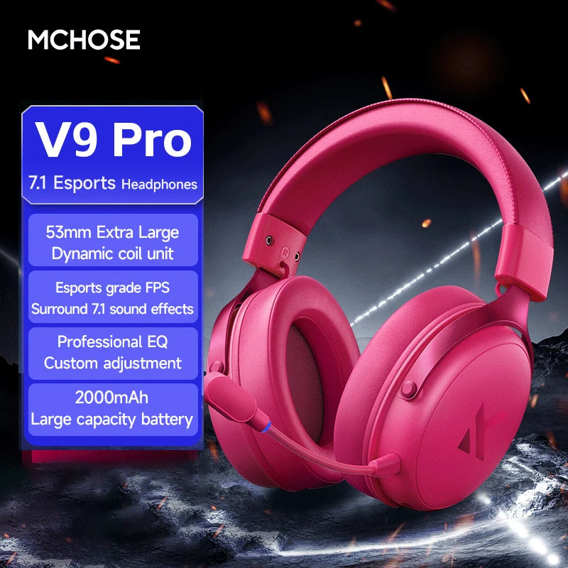 MCHOSE V9 PRO 7.1 Headphones Tri-Mode BT Wireless Low-Latency Gaming E-Sports Headset With Noise Reduction Mic For PC PS4 PS5
