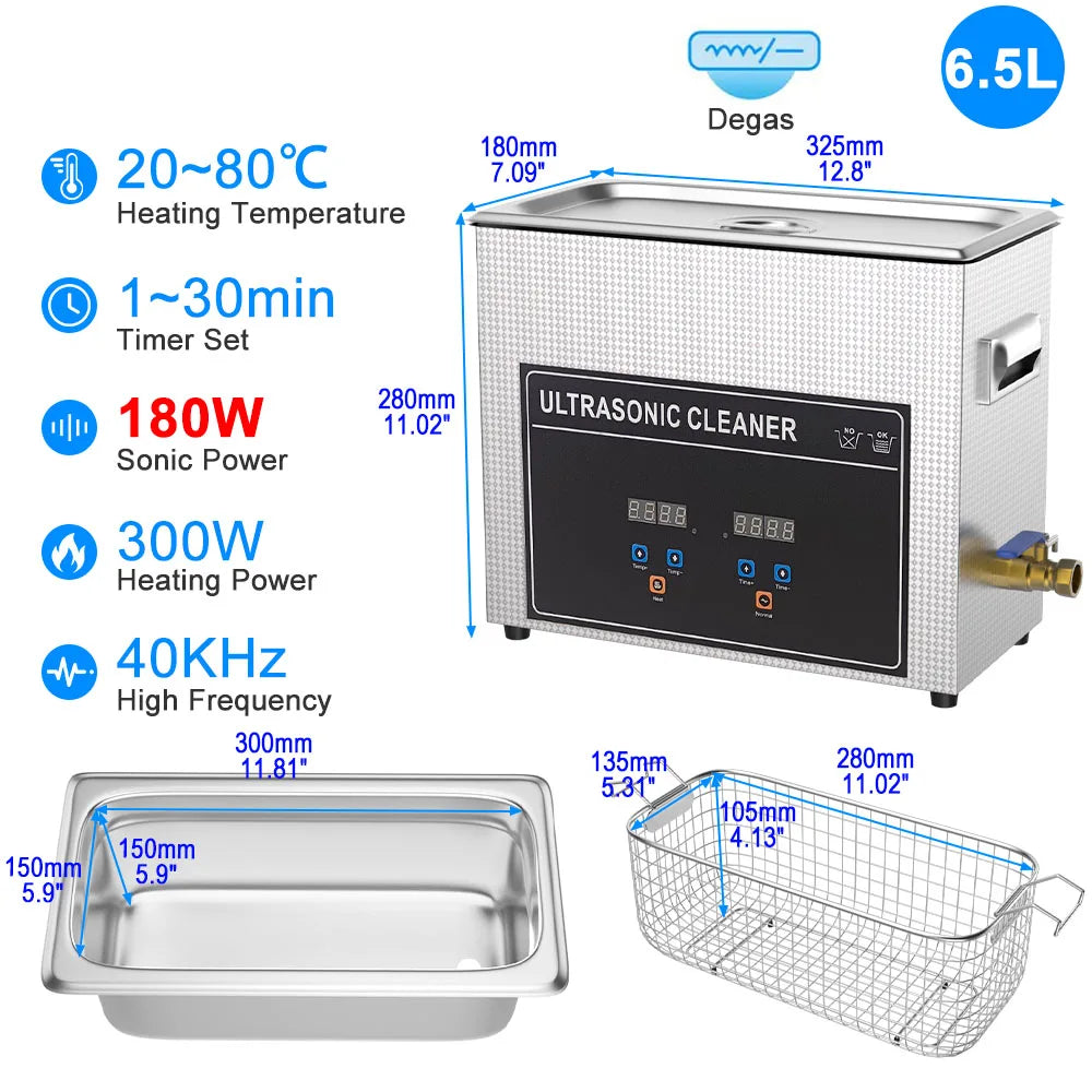 Ultrasonic Cleaner 1L 2L 3L 6L 10L 22L 30L Ultrasonic Bath EU UK Plug Portable Heated 600W Cleaning Washing Ultrasound Machine