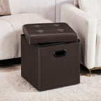 SONGMICS 15 Inches Ottoman with Storage,660 lb Load Capacity,  Footstool, Storage Ottoman , Synthetic Leather, for Dorm Room