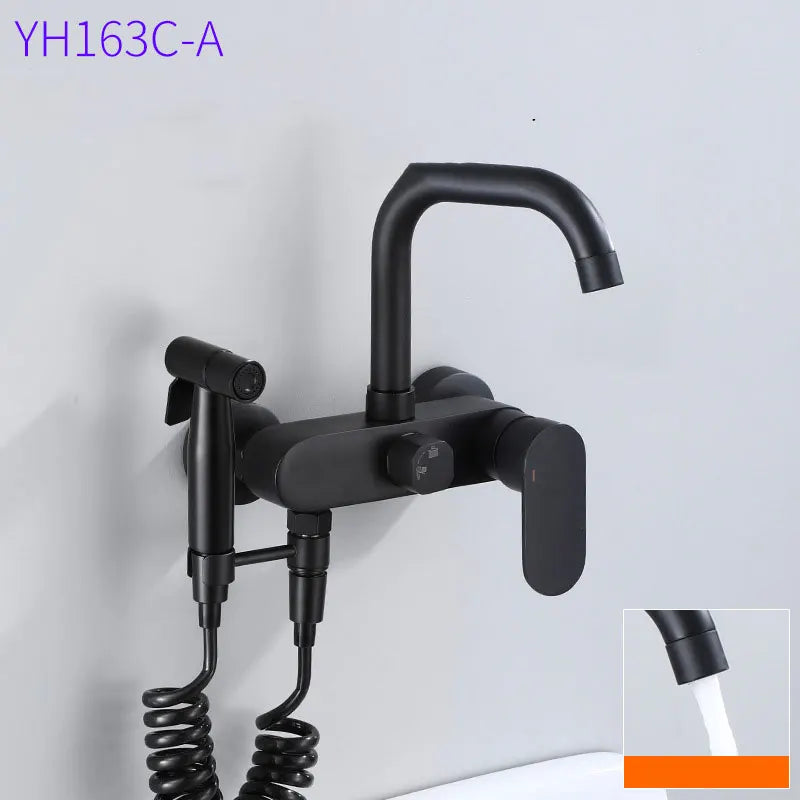 Black Brass  kitchen into the wall Hot and Cold Water Faucet wash Basin mop pool Bathtub wash spray Gun Faucet EY-YH1600