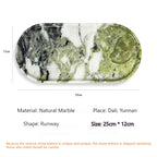 Luxury Green Marble Oval Tray: Bathroom Organizer & Fruit Serving Platter, Waterproof Stone Decor for Hotel Spa Home Kitchen