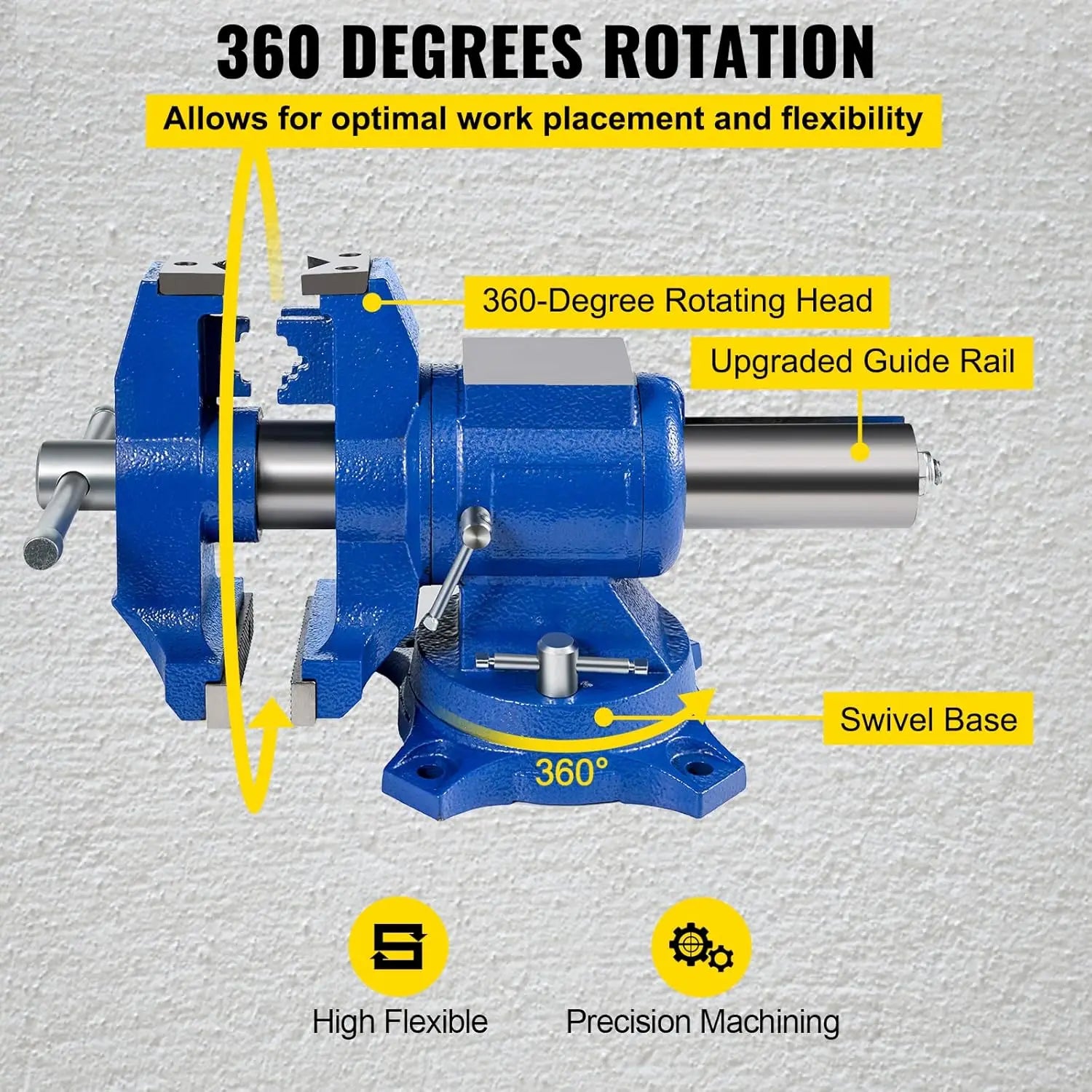 6" Heavy Duty Bench Vise, Double Swivel Rotating Vise Head/Body Rotates 360°,Pipe Vise Bench Vices 30Kn Clamping Force
