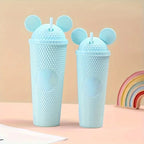 LUSQI 2pcs Water Bottles With Studded Mouse Ear Dome Lids Large And Small Water Cups Summer Winter Drinkware With Straws | AlluCanFind