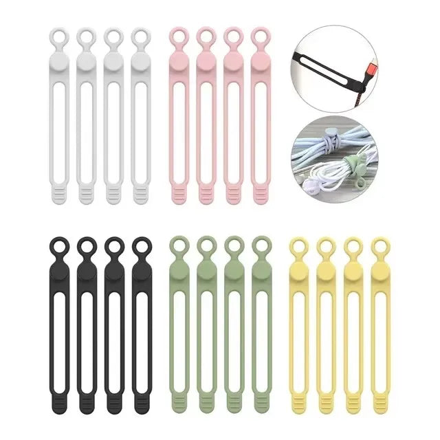 Silicone Cable Ties,Cord Organizer,Cable Straps,Reusable Cord Ties,Travel Cable Organizer ,Cute Elastic Tie, Wire Ties