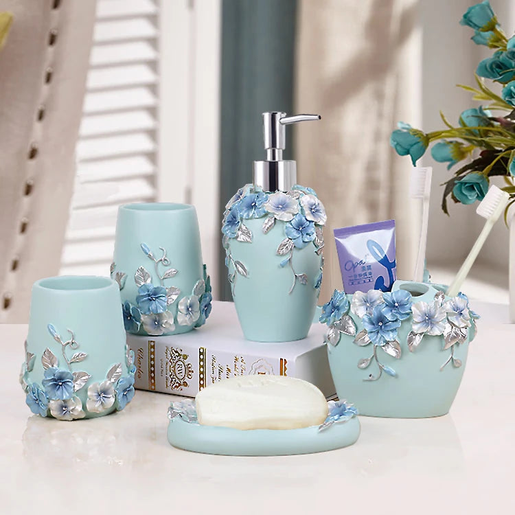 Resin Bathroom Set, Multi Models, Optional, Set of 5 Pieces, Toiletries Kit, Bathroom Accessories