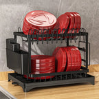 New Kitchen Dish Rack Drain Rack Storage Rack Countertop Dishes Chopsticks Holder with Cup Dish Organizer
