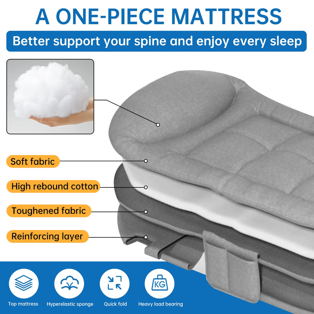 Niceway 6 Adjustable Positions Camping Cot with Mattress & Pillow for Adults 550LBS Heavy Duty Sleeping Cot Outdoor Folding Bed