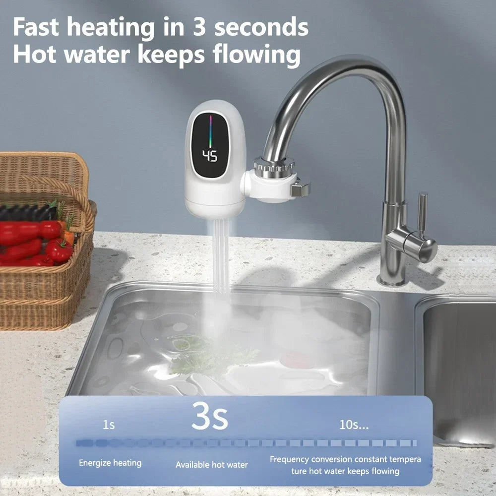 Kitchen Faucet Adapter Instant Electric Hot Water Heater Fast Heating Digital Display Heater Water Heater For Bathroom Faucet