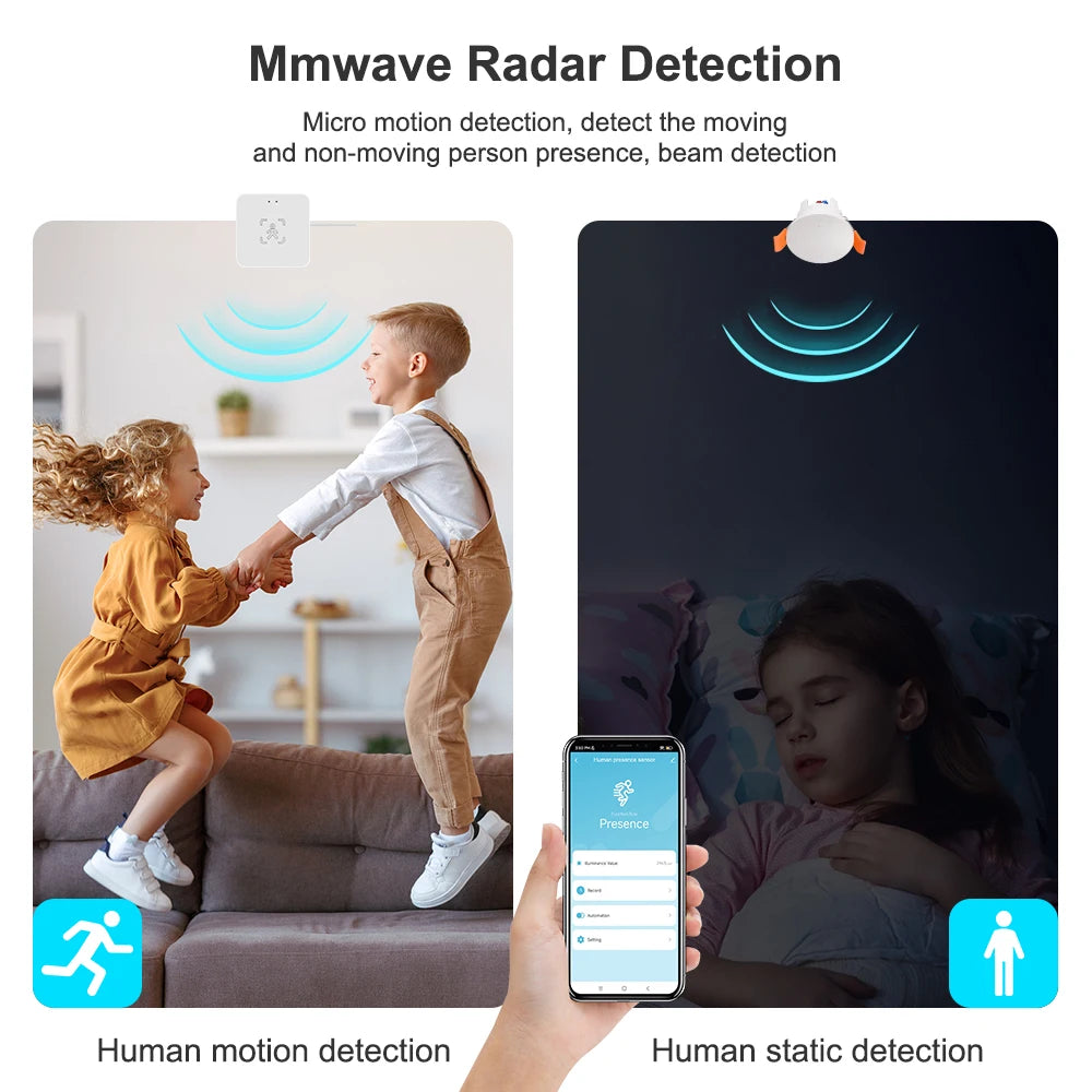 Tuya WiFi Zigbee Human Presence Sensor MmWave Radar Detector With Luminance Sensor For Smart Home Replace PIR Sensor