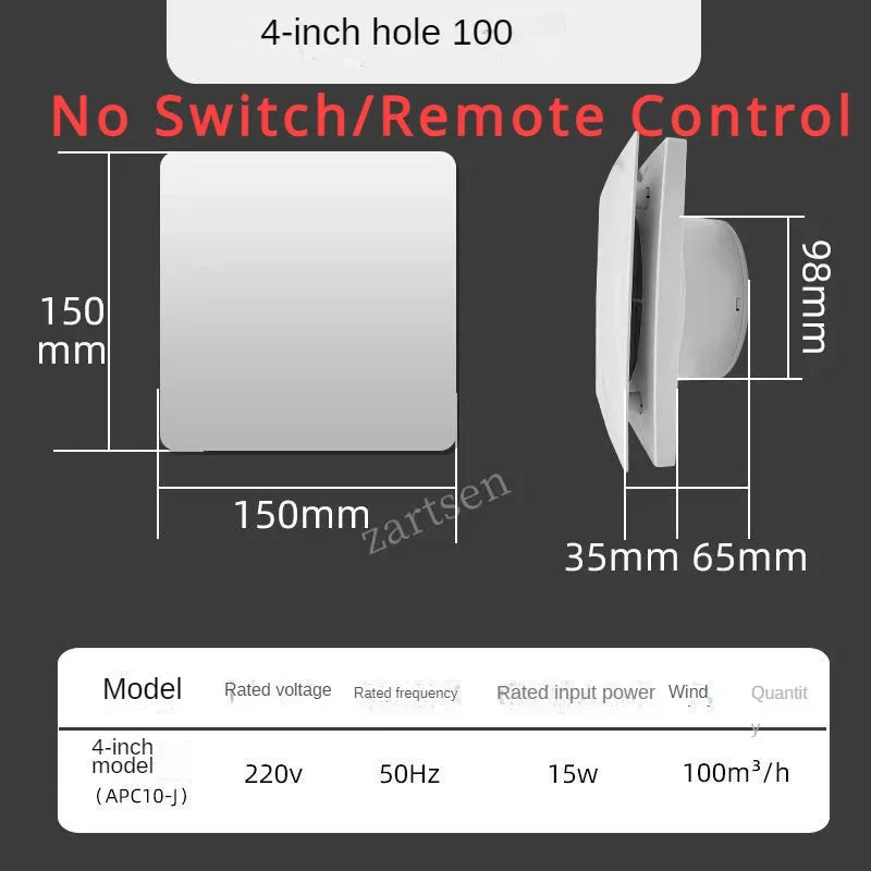 4/6 Inch Exhaust Fan Low Noise Ventilator Fan Home Bathroom Kitchen Be