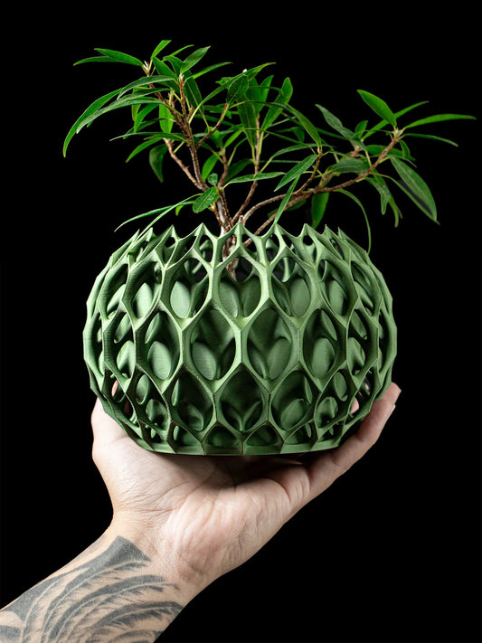 Modern Minimalist 3D Printed Plant Pot – Biodegradable Flower Planter for Home Decor, Eco-Friendly Sustainable Gift (Invader)