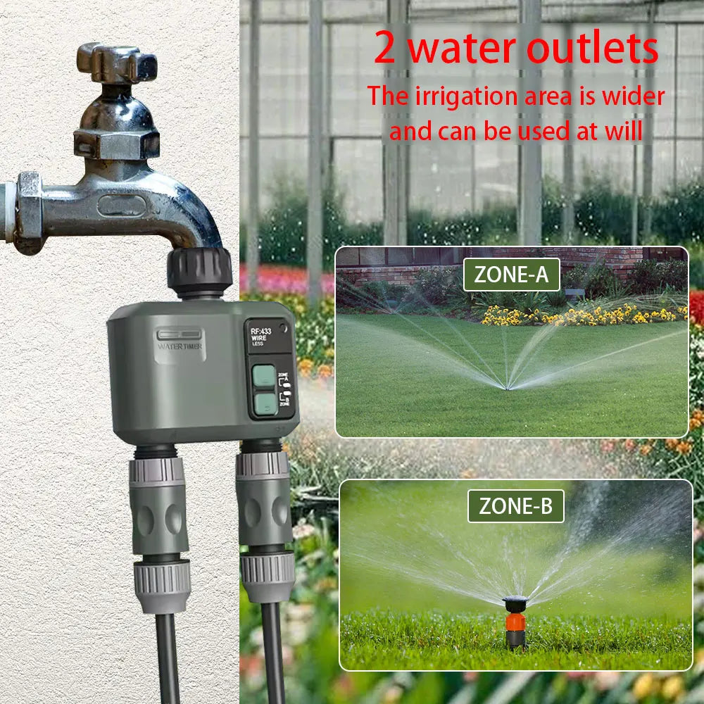 2025New WIFI+RF433mhz Garden Watering Timer Smart Sprinkler Drip Irrigation System Built-in Water Flow Recorder Controller TUYA