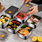 4Pcs Stainless Steel Storage Containers, Kitchen Tools & Accessories, BPA-Free Kitchen Items Leakproof Stackable