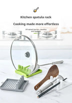 Multifunctional Kitchen Worktop Organiser: Spatula and Lid Holder, Ladle Rest and Chopstick Holder, Cabinet Shelf – 1-Piece Set