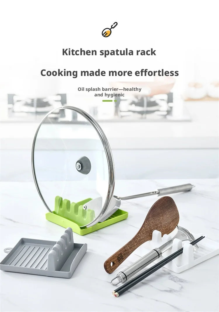 Multifunctional Kitchen Worktop Organiser: Spatula and Lid Holder, Ladle Rest and Chopstick Holder, Cabinet Shelf – 1-Piece Set