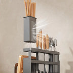 Carbon Steel Wall Mounted Kitchen Cutter Holder With Cutting Board Rack And Utensils Organizers For Small Space KXRE