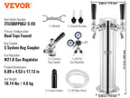 VEVOR Kegerator Tower Kit Single Tap Beer Conversion Kit Stainless Steel Keg Beer Tower Dispenser Dual Gauge W21.8 Regulator