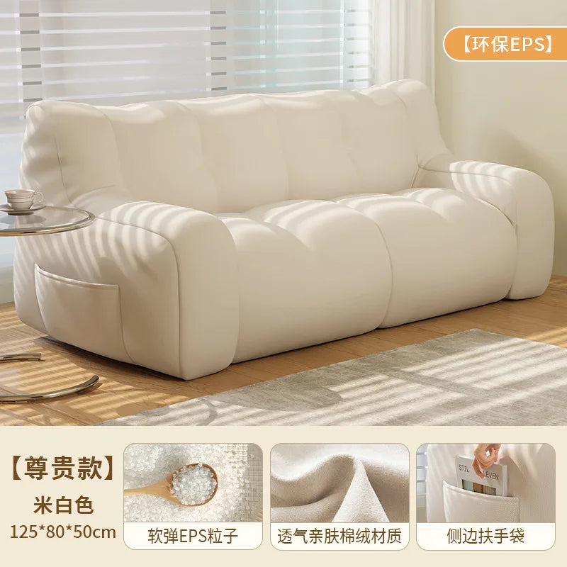 Small Double Bean Bag Sofa Double Seat Reclining Soft Comfortable Sofa Balcony Bedroom Washable Fabric Sofa