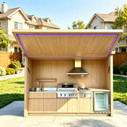 Practical Outdoor Kitchen Complete, Built-in Classic Non Stick Cookware Set, Windproof Waterproof Outdoor Cooking Station