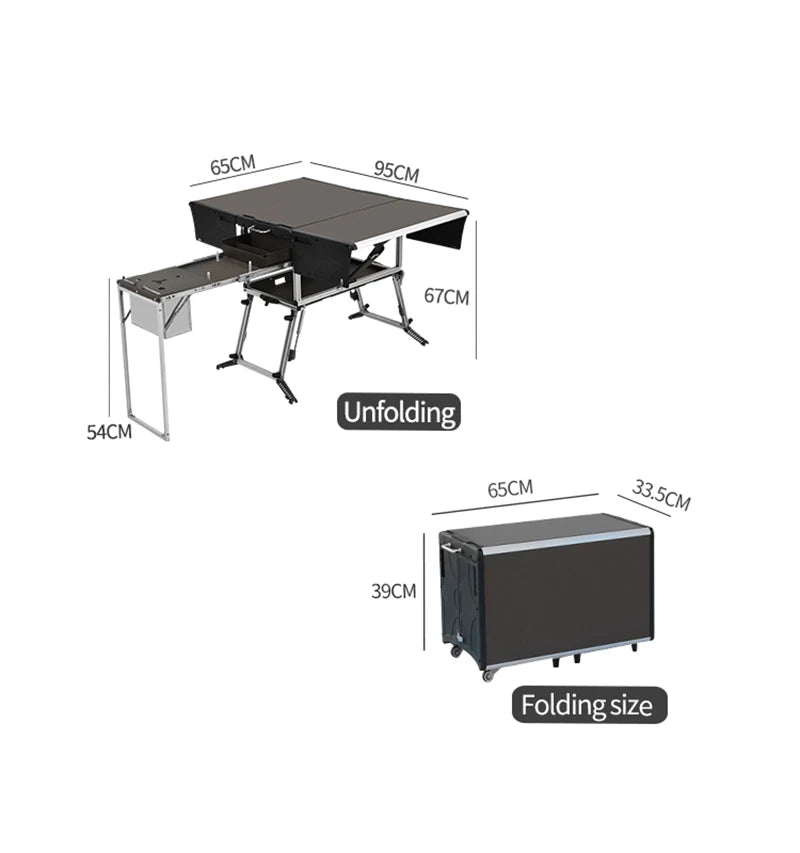 Camp Aluminum Kitchen and Rv Kitchen  Bulin C650 Outdoor  Equipped Picnic Table Folding Camping Stove Camping Mobile Kitchen