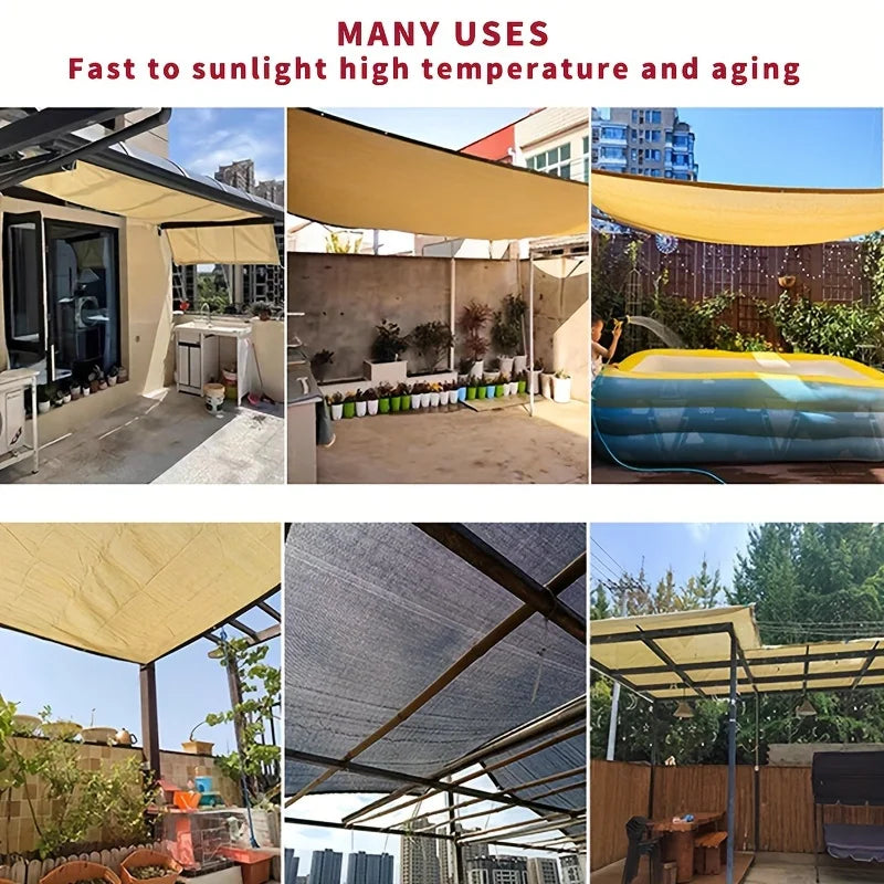 Black Shade Cloth Sunblock Mesh Cover Taped Edge With Grommets, Sun Net For Pergola, Plants Greenhouse, Gardens, Patio, Canopy