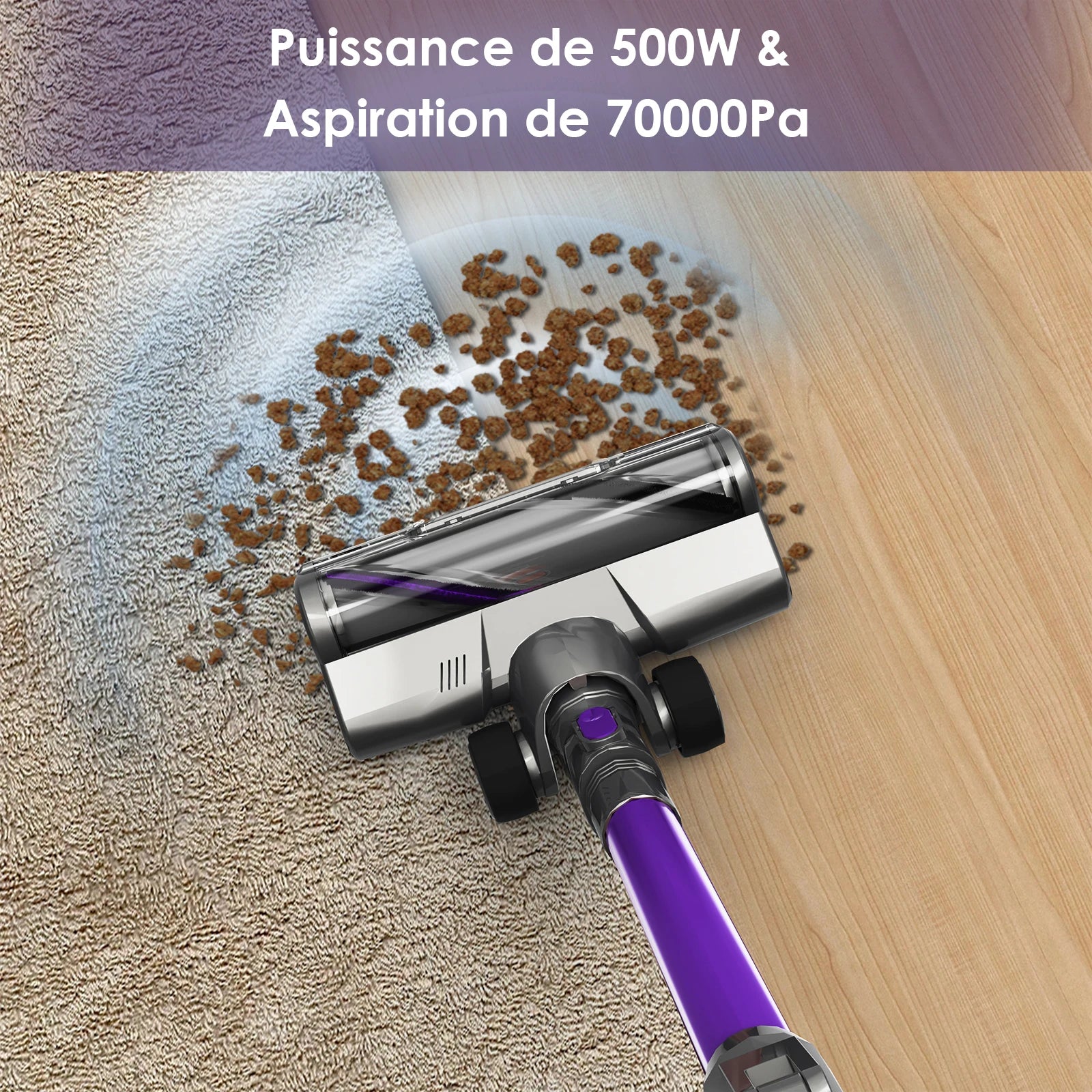 FixtFixer 6-in-1 Vacuum clean Cordless with Anti-triangle Brush, 70000Pa 500W Vacuum speaker for Fout Hair, Hard Floors, Carare