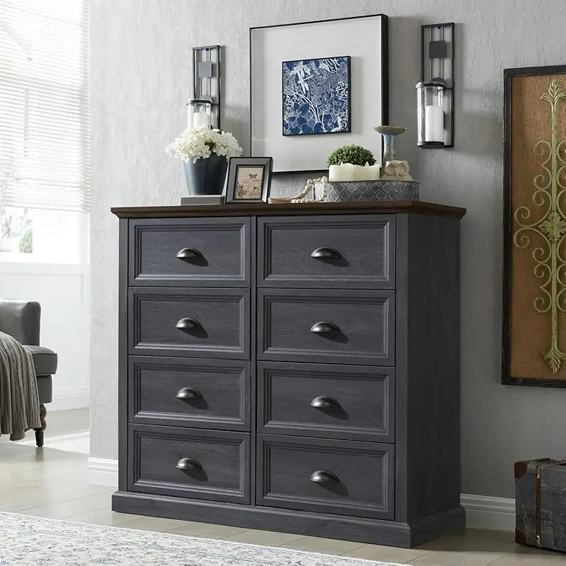 Farmhouse 5 Dresser for Bedroom, 45" Wide of Drawers, 21" Tall Closet Bench Chest Storage Trunk, W
