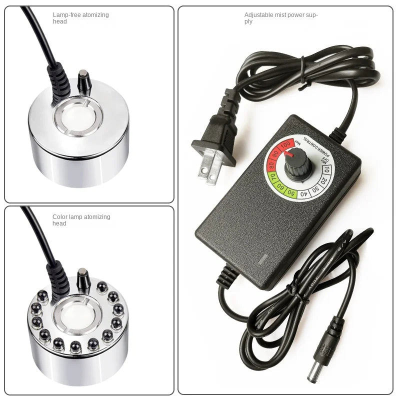 DC24V Humidifier Adjustable Fog Volume Ultrasonic Atomizer Rockery Bon